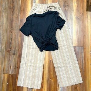 Sienna Sky Boho Style Wide Leg Striped Pants with Pockets Size S